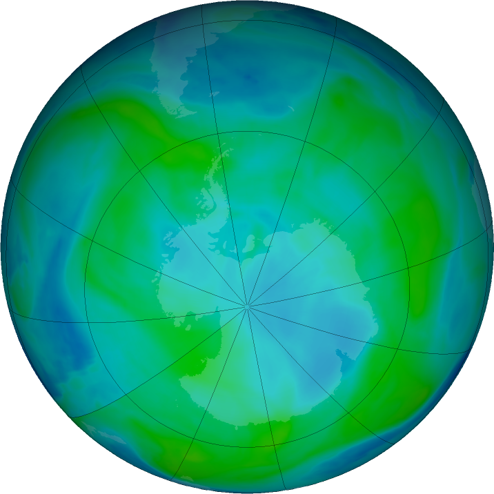Antarctic ozone map for 26 January 2024
